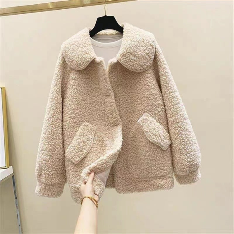 Loose Korean Style Thick All-match Faux Cashmere Coat For Women