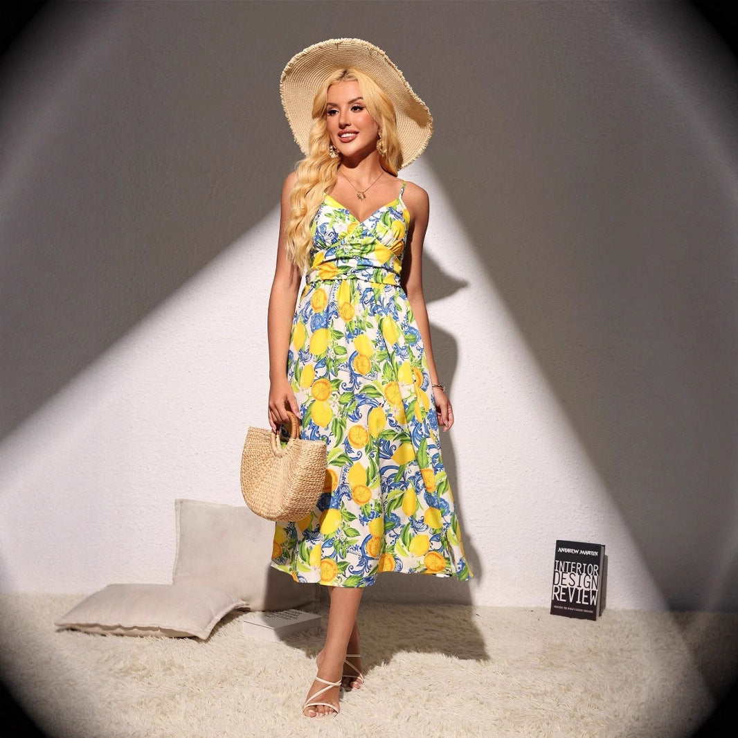 Women's V-neck Slip Dress With A Slit