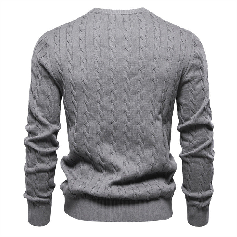 Maglione a Tinta Unita Ricamato in Maglia con Motivo Cervo