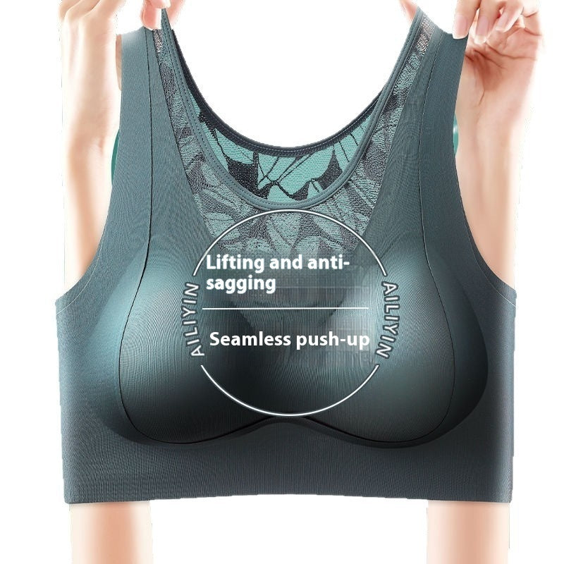 Reggiseno sportivo push-up anti-cedimento in pizzo senza tracce per taglie forti da donna