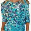 European And American Flower Plant Printed Round Neck Long Sleeve
