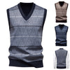 Autumn And Winter Fleece-lined Casual Dad's Diamond Vest Pullover