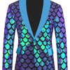 Costume maschile in velluto colorato con paillettes a squame reversibili