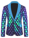 Costume maschile in velluto colorato con paillettes a squame reversibili