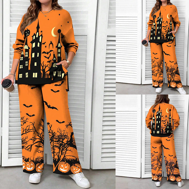 Halloween Christmas Eve Printed Two-piece Suit Pack