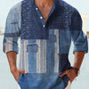Thin Casual Digital Bamboo Linen Hawaiian Long Sleeve Shirt