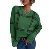 Women's Casual Plaid Color-block Crew Neck Sweater