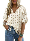 Bohemian Casual V-neck Short-sleeve Printed Blouse