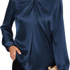 Womens Professional Office Lady Satin Blouse With A Stylish