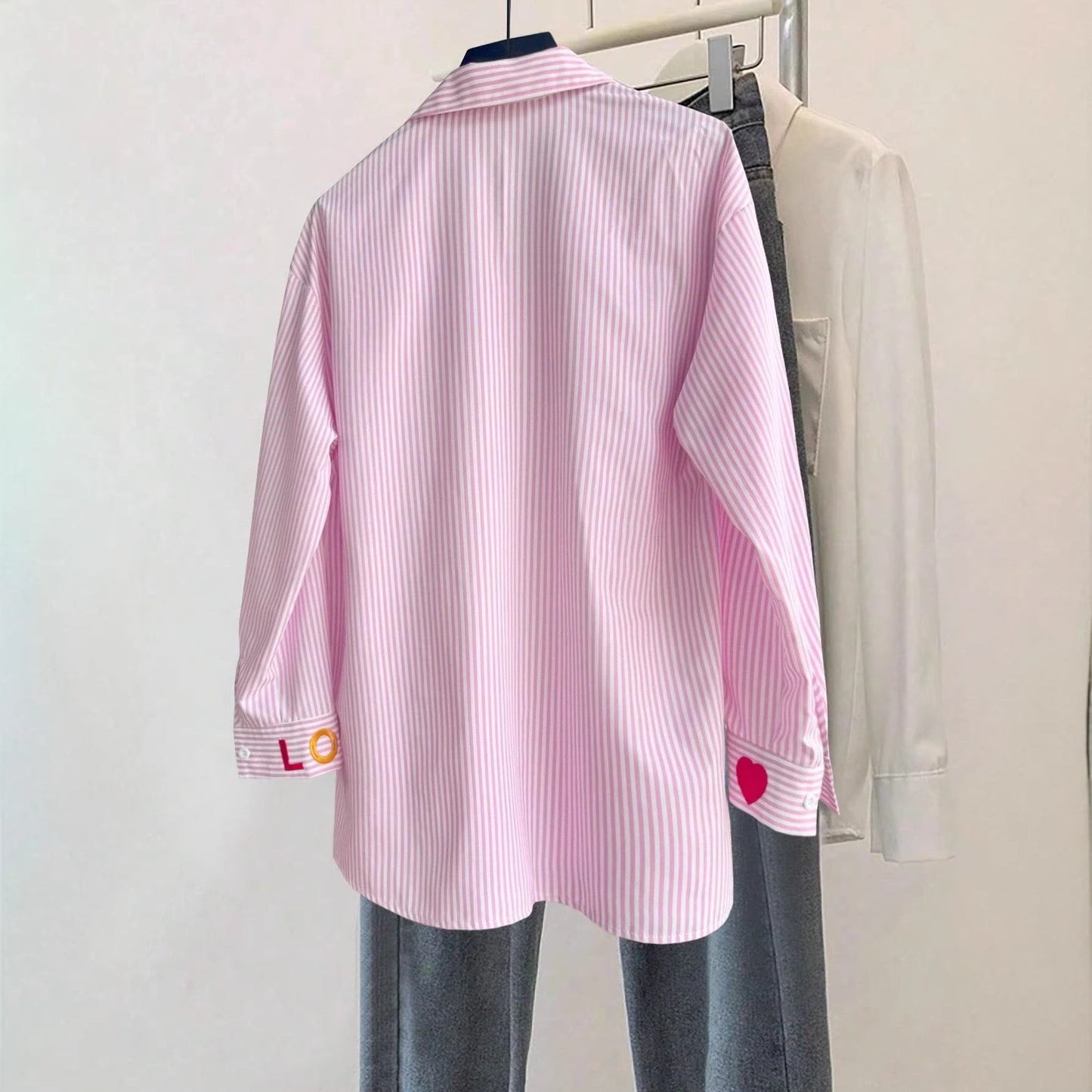 Camicia a maniche lunghe ricamata casual da donna