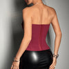 Y2k Bandeau Top With Faux-tied Design Ins Fashion Solid Color Vest For Women Clothing