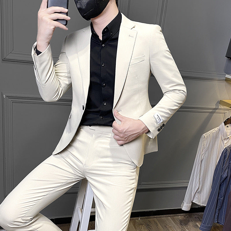 Abito da uomo in stile coreano, slim fit, per affari o casual