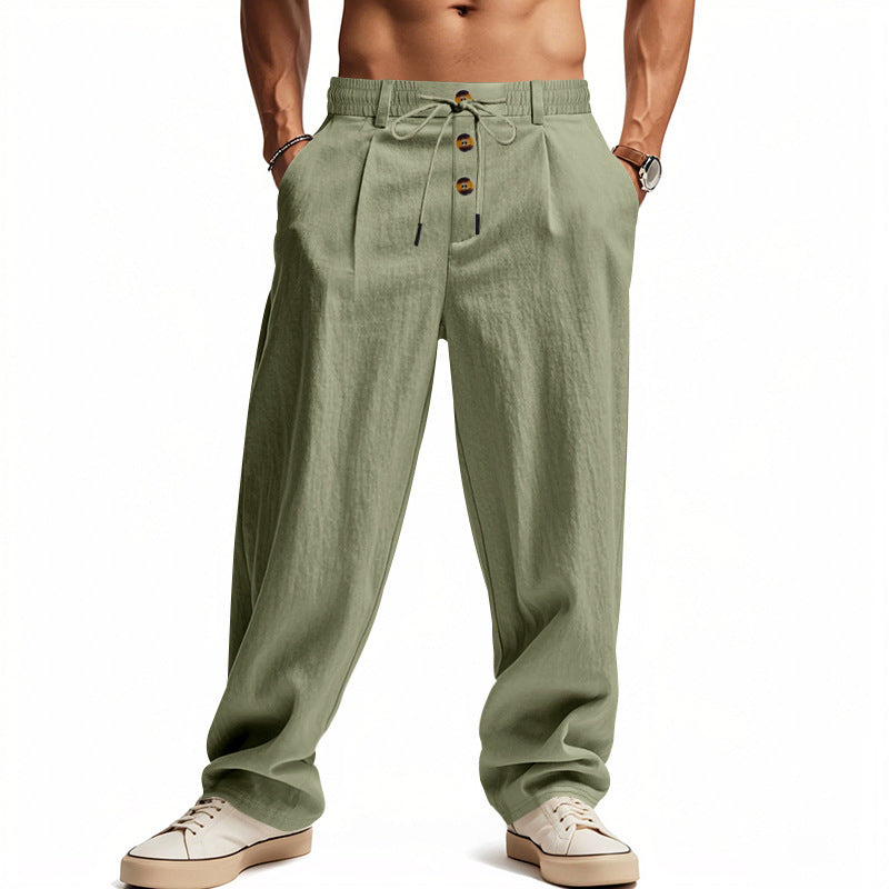 Men's Breathable Cotton Linen Loose Leisure Sports Trousers