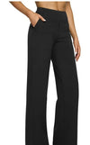 Women's Casual Loose Pocket Knitted Straight High Waist Yoga Pants