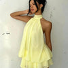 Chiffon Halter Tea Length Dress Sassy Skirt