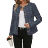 Elegant Plaid Woolen Pocket Women's Jacket