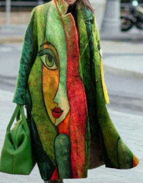 European And American Women's New Long Sleeved Large Woolen Overcoat