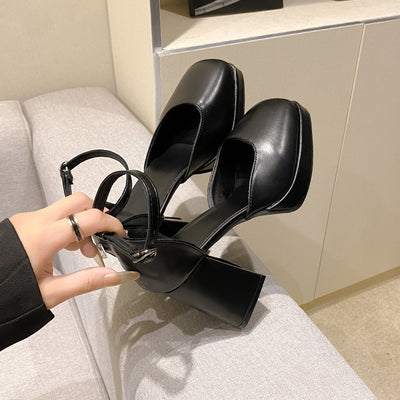 Women's Waterproof Platform Ankle-strap High Heels