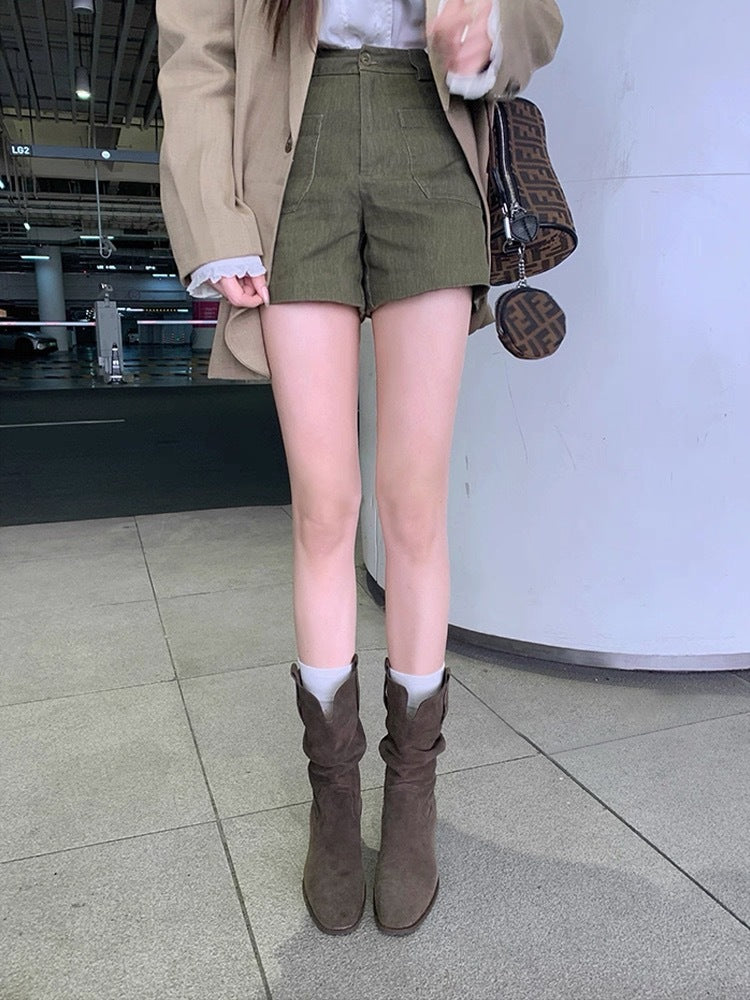 Stivali Martin in pelle con tacco alto e rialzo piccolo