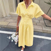 Fitted-waist Dress With A Slit At The Hem