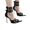 High Heels Pointed Toe Metal Buckle Stiletto Heel Non-slip