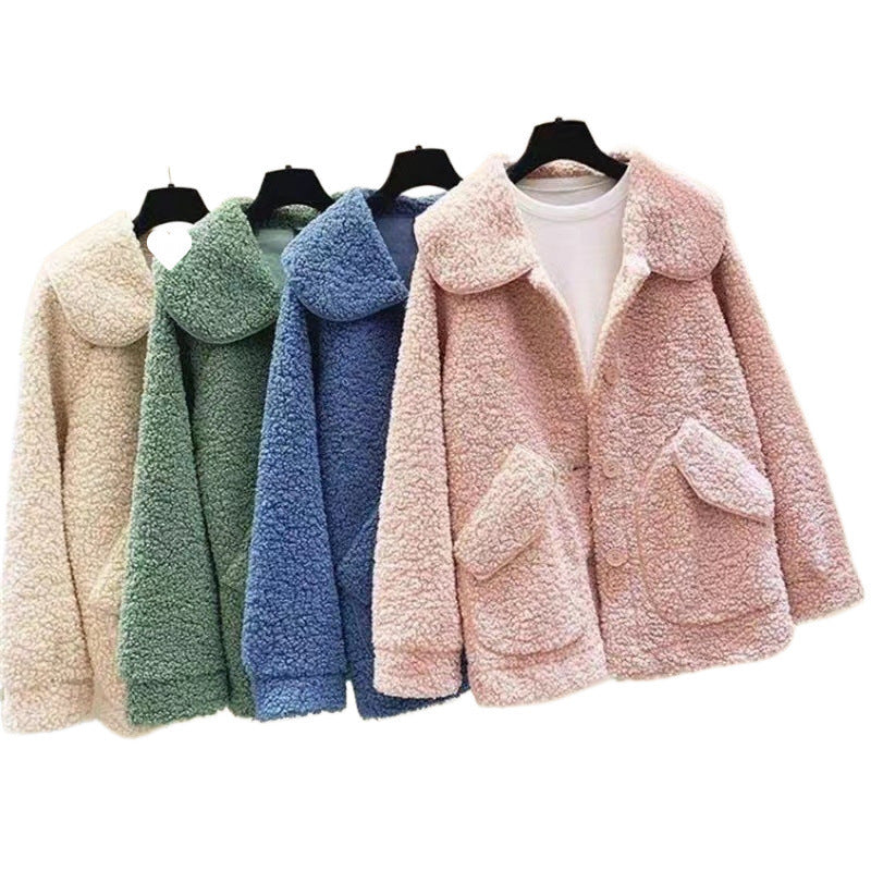 Loose Korean Style Thick All-match Faux Cashmere Coat For Women