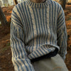 Men's Stripes Contrast Color Round Neck Casual Sweater