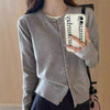 Gray Knitted Cardigan Women's Autumn Outerwear High-grade Sweater Coat