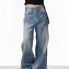Retro Worn Looking Washed-out Jeans Women's Loose Straight Wide-leg Pants