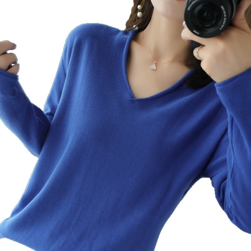 V-neck Long Sleeve Women's Knitwear Top