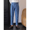 British High Waist Men's Jeans Drooping Straight Curling Suit Pants