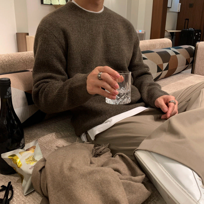 Maglione girocollo ampio e semplice da uomo