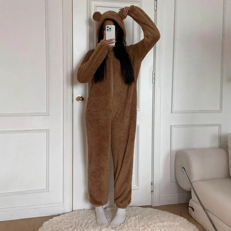 Berretto con orecchie, comoda tuta con cerniera