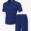 Men's Casual Button Solid Color Towel Figured Cloth Short Sleeve Suit
