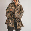 Cappotto largo retrò americano da donna con stampa leopardata