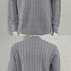 Slim-fit Buttoned Turtleneck Suede Stitching Sweater