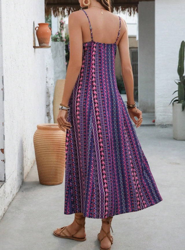 Holidaya Vintage Style Women's Printed Strap Dress