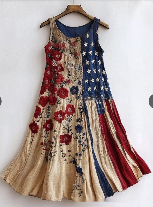 Womens Sleeveless V-Neck 3D Printed Dress