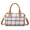 Plaid Academy Style Round Barrel Shoulder Bag
