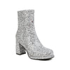 Sequined Thick High Heel Side Zipper Chunky Heel Ankle Boots