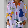 Camicetta da donna, camicia con risvolto transfrontaliero, top con stampa digitale 3D