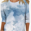 European And American Flower Plant Printed Round Neck Long Sleeve