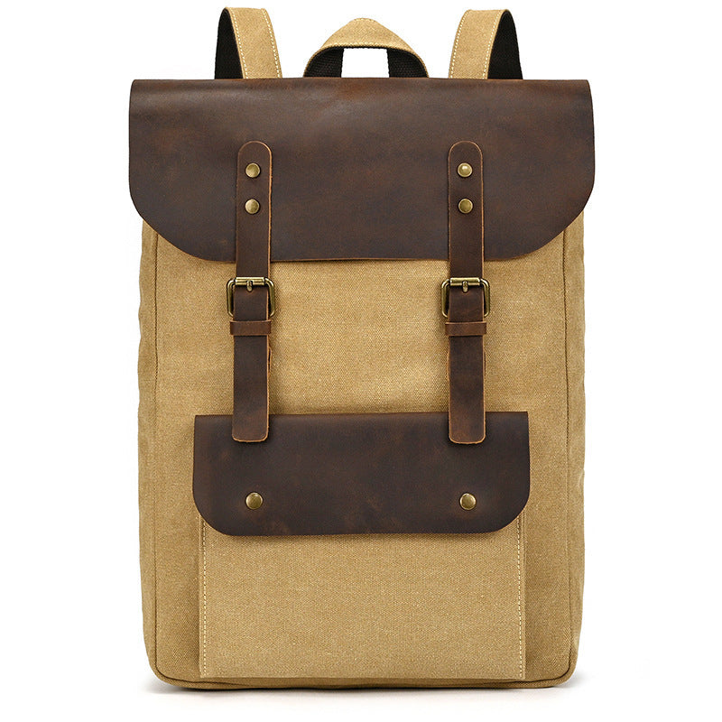 New Canvas Leather Large Capacity Backpack