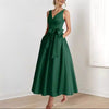 Abito da festa di compleanno con scollo a V, stile socialite, da indossare quotidianamente, modellante