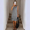 Elegant Sleeveless Womens French-Style Mini Black And White Plaid Shift Dress