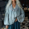 Camicia casual ampia, a maniche a lanterna, stile foresta, adatta a tutto