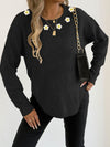 Women's Crochet Patchwork Round Neck Comfort And Casual Sweater