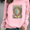 Felpa con cappuccio e stampa sole e luna, casual, a maniche lunghe, girocollo, da donna, autunno e inverno