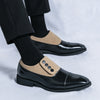 Low Top Pointed Round Toe Button Leather Shoes Men Slip-on