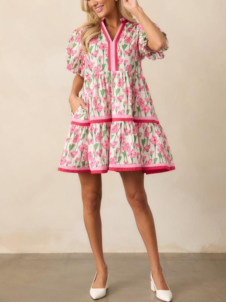 Retro Ink Printed A-line Umbrella Dress